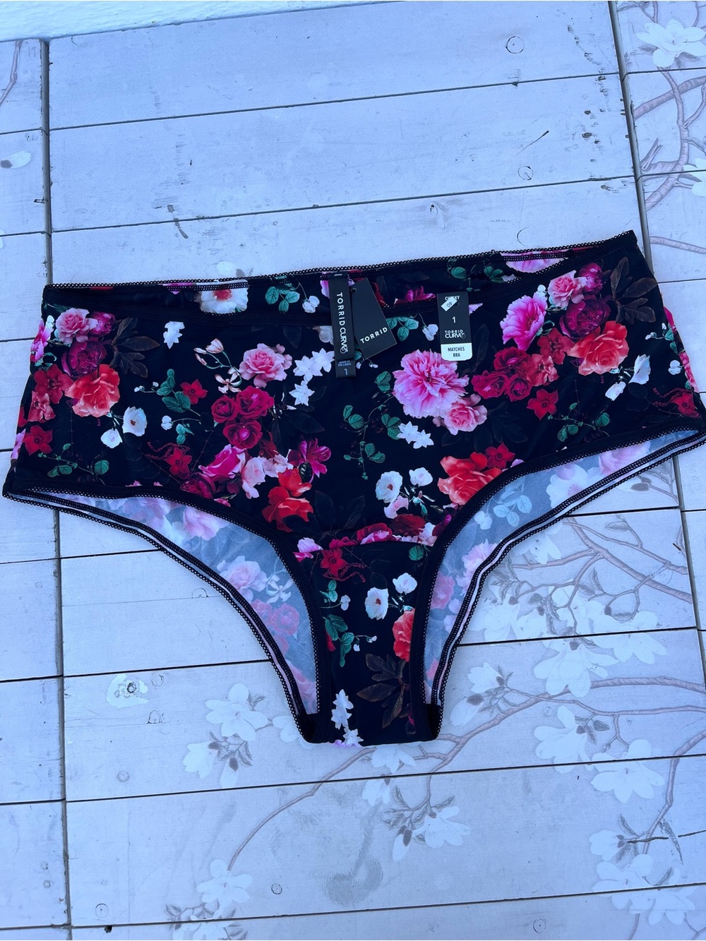 torrid Black Floral Hipster Panty
